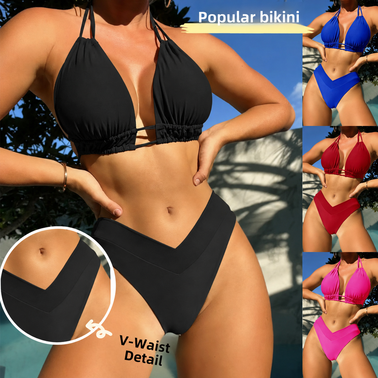 Halter top bikini | V-Cut Adjustable