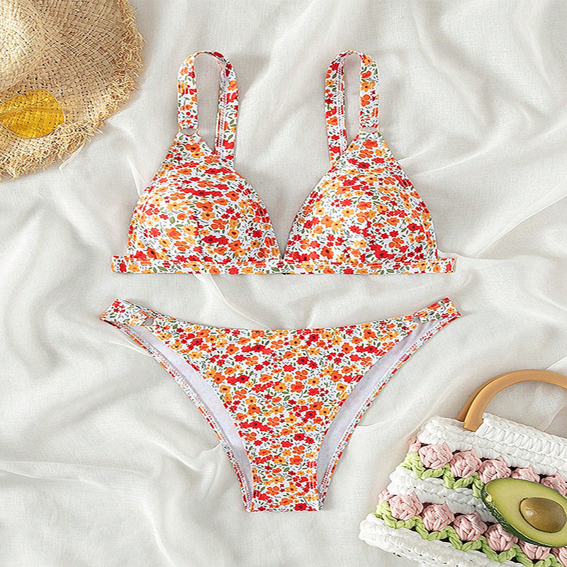 Triangle bikini tops | Floral Adjustable