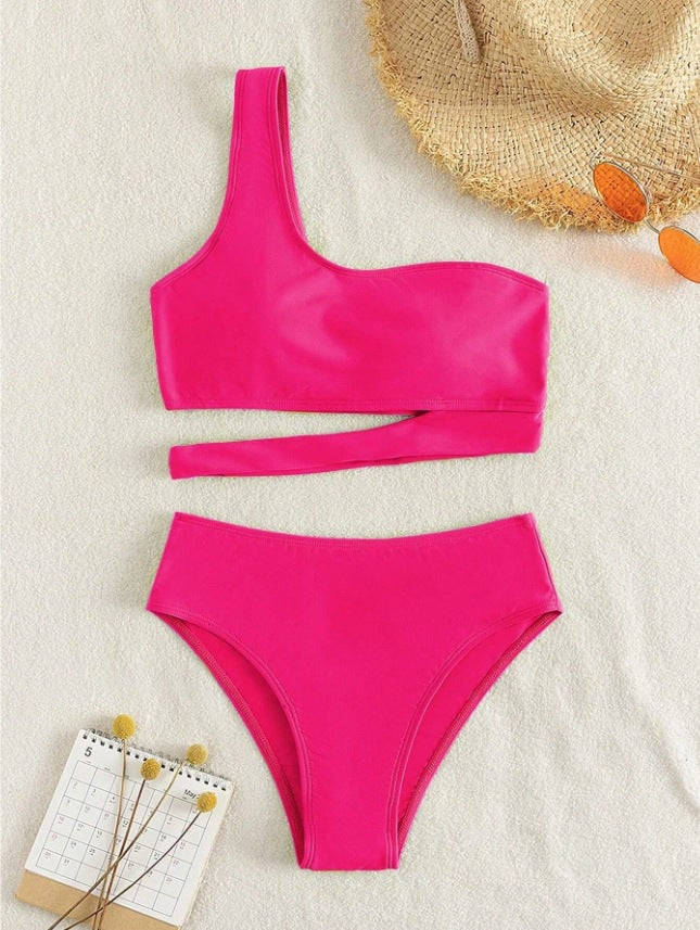 Solid Shoulder Swimsuit