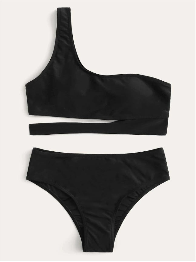 Solid Shoulder Swimsuit