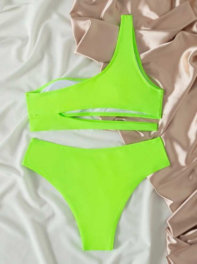 Solid Shoulder Swimsuit