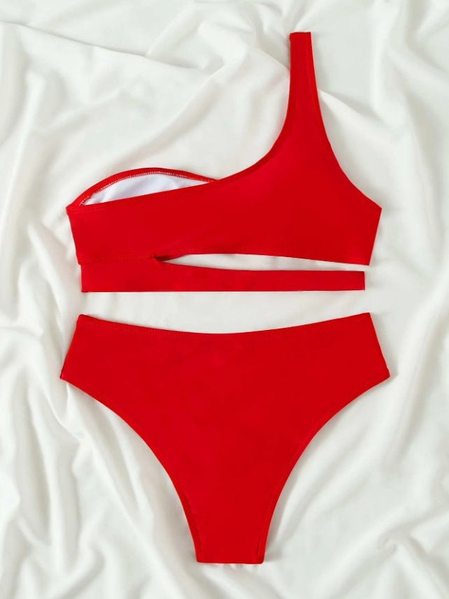 Solid Shoulder Swimsuit