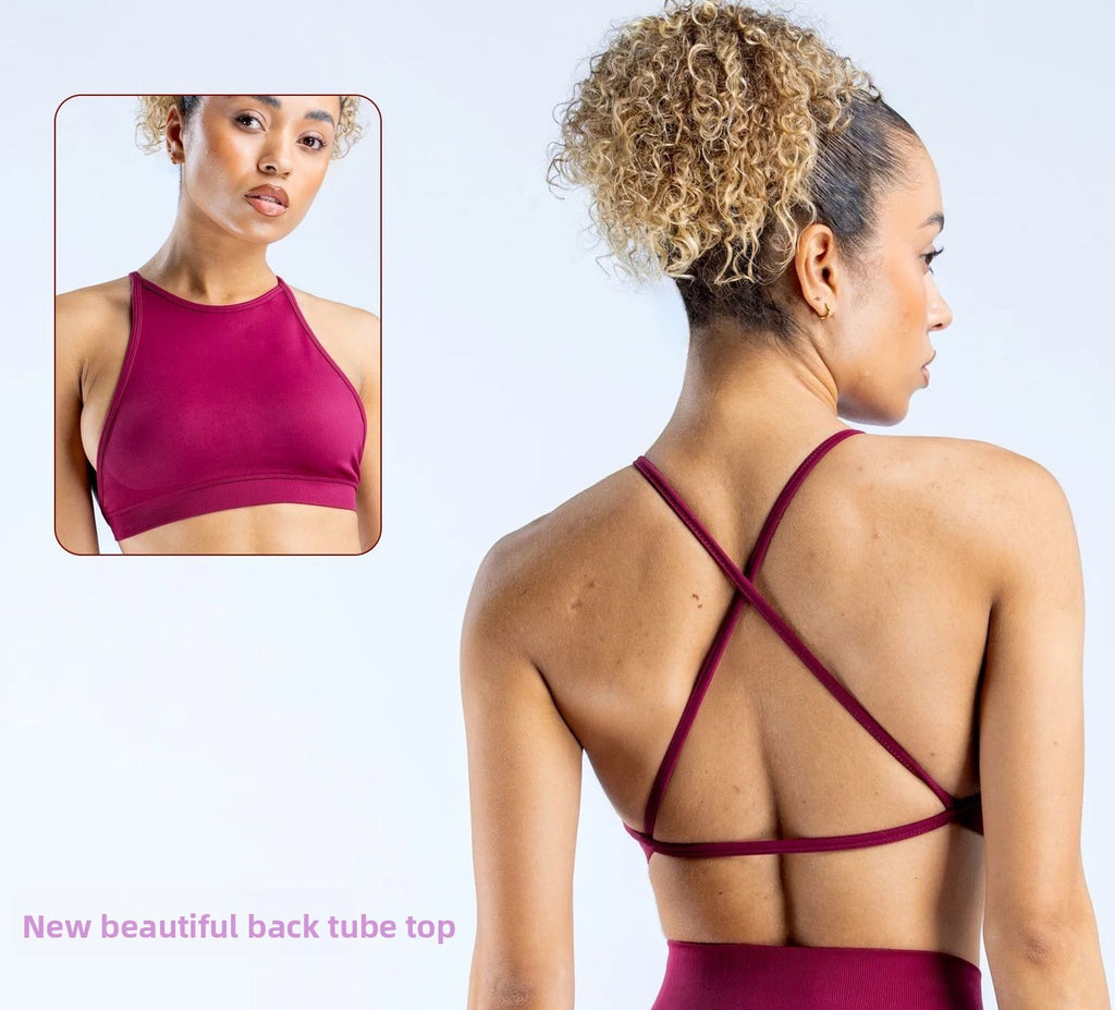 Red sports bra | Seamless Backless