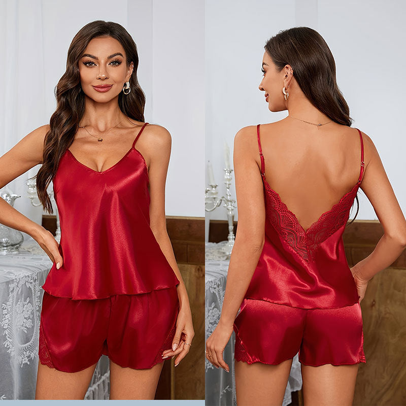 Two piece pajama set | Silky Satin Lace