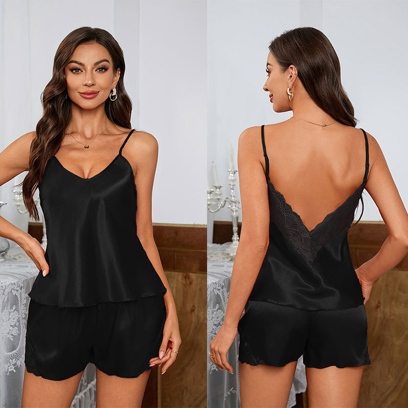 Two piece pajama set | Silky Satin Lace